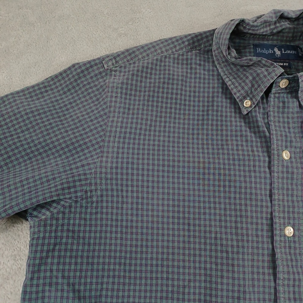 Ralph Lauren Shirt Mens Large Green Plaid Custom Fit Long Sleeve Preppy - Picture 2 of 7